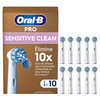 Oral-B Pro Sensitive Clean Electric Toothbrush Head X-Shaped & Extra Soft Bristles For Gentle Brushing & Plaque Removal Toothbrush Heads Suitable For Mailbox White Pack Of 10