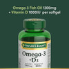 Nature's Bounty Omega-3 + D3 Fish Oil / Vitamin D3 1000Iu 1200Mg 90 Softgels