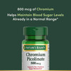 Nature's Bounty Chromium Picolinate Supports Fat Protein & Sugar Metabolism Mineral Supplement 800 Mcg 50 Tablets