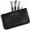 Sigma Beauty Glam N Glow Mini Eye Makeup Brush Set  Set of 3 Eye Makeup Brushes for Blending Shading Lining, and Smudging Includes Stylish Black Small Makeup Bag 4 Pcs