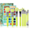 Docolor Makeup Brushes Makeup Brushes Set + 34 Colors Tropical Eeyshadow Palette Makeup Brushes 10 Piece