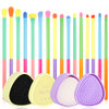 Docolor Colorful Eye Makeup Brushes + Makeup Brushes Cleaner SetProfessional Eye Shadow Ful Eye Makeup Brushes 16Piece