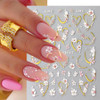 Jmeowio 3D Embossed Flower Nail Art Stickers Decals SelfAdhesive 5D Spring Summer 4 Sheets
