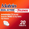 Motrin Dual Action with Tylenol, Fast-Acting, Long Lasting Pain Reliever with Ibuprofen & Acetaminophen for Minor Aches & Pains, Ibuprofen (NSAID) 125 mg & Acetaminophen 250 mg