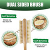 Back Scrubber, 43cm Long Wooden Double-Sided Shower Body Brush with Soft and Stiff Bristles for Exfoliating Skin