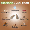 Vitalibre Probiotics+Mushroom with Lion's Mane Reishi Cordyceps, 10 Probiotic Strains, 1000mg Mushroom Extract Blend  60 Vegan Capsules