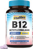 Vitalibre Vitamin B12 Sublingual 5000 mcg  Methylcobalamin Bioactive Form High Absorption Vegan Nerve Energy Immune Mood Support Natural Peach Flavor  Fast Dissolve Mini Tablets, No Sugar