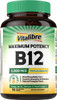Vitalibre Vitamin B12 Sublingual 5000 mcg  Methylcobalamin Bioactive Form High Absorption Vegan Nerve Energy Immune Mood Support Natural Peach Flavor  Fast Dissolve Mini Tablets, No Sugar