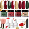 AZUREBEAUTY 4 Colors Fall Dip Powder Nail Kit Starter Yellow Brown 12 Pcs Acrylic Dip Powder Liquid Set