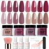 AZUREBEAUTY 4 Colors Fall Dip Powder Nail Kit Starter Yellow Brown 12 Pcs Acrylic Dip Powder Liquid Set