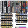Artdone Nail Art Glitter Studs Kit, 6 Boxes Multicolor and Design 3D Charms with 15 Sheets Gold Nail Stickers, Diamond Cute Nail Jewels for DIY Decoration with Pickup Tools