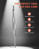 BEZOX Cuticle Pusher with Trimmer - Elegant Precision Cuticles Fork, Dual-Ended Stainless Steel Manicures and Pedicures Tool for Exquisite Nail Care - Silver