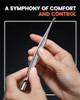 BEZOX Cuticle Pusher with Trimmer - Elegant Precision Cuticles Fork, Dual-Ended Stainless Steel Manicures and Pedicures Tool for Exquisite Nail Care - Silver