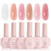 MelodySusie Jelly Gel Nail Polish Set,6 Transparent Colors,Milky or Jelly Texture,Classic Basic Colors Soak Off UV LED Light Cure or Salon Manicure and Nail Art DIY at Home