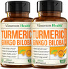 Ginko Biloba Capsules with Ginkgo Biloba 120mg & Organic Turmeric for Joint Support Focus and Brain Health – Gingo Biloba Supplement with Black Pepper (Bioperine) for Max Absorption – 60 Count