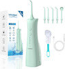 Leominor Water Dental Flosser - 5 Modes Cordless Portable Oral Irrigator IPX7 Waterproof Rechargeable Teeth Cleaner Upgrade Datchable Tank Professional Flossing Cleaning Pick for Home Travel