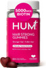 HUM Hair Strong Gummies Hair Growth Support  Folic Acid Fo-Ti Root Extract BiotinZinc andB12 Vegan Strawberry Gummies Women and Men