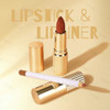 KYDA Nude Brown Lipstick and Lip Liner Combo, Velvet Matte Lipstick, Smooth Lipliner Pencil, High Pigment Matte Lips Color, Lips Makeup Gift Kit for Women, Brown Lipliner Combo Set, 02
