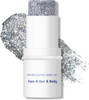 KYDA Body Glitter Stick, Chunky Blue Glitter Gel for Face Body Hair, Sparkling Holographic Mermaid Sequins Paint, Waterproof Multiuse Makeup Glitter Gel
