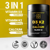 New Elements Vitamin D3 K2 Gummies 10000 IU with Calcium 100mg - VIT D3 for Adults - Mk7 Vitamin K2 100mcg - Vitamin D Supplement for Men & Women - Vegan Gluten Free Non-GMO