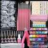 Teenitor Press On Nail Kit  Clear Coffin Nail Tips Art Brushes Dotting Pen Glitter Stickers and Rhinestones
