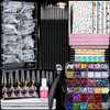 Teenitor Press On Nail Kit  Clear Coffin Nail Tips Art Brushes Dotting Pen Glitter Stickers and Rhinestones