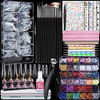 Teenitor Press On Nail Kit  Clear Coffin Nail Tips Art Brushes Dotting Pen Glitter Stickers and Rhinestones
