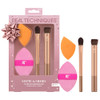 Real Techniques Matte And Merry Ultimate Blending 4 Piece Holiday Set Foundation Makeup Dualsided Powder Puff And 2 Makeup Brushes Kitten Paw Brush Stocking Stuffer Limited Edition