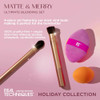 Real Techniques Matte And Merry Ultimate Blending 4 Piece Holiday Set Foundation Makeup Dualsided Powder Puff And 2 Makeup Brushes Kitten Paw Brush Stocking Stuffer Limited Edition