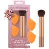 Real Techniques Glitter All The Way Brush plus 3 Piece Holiday Set Makeups And Makeup Brush For Liquid And Cream Foundation Contour And Blush Stocking Stuffer Limited Edition