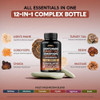 NUTRAHARMONY Mushroom Supplement - Mushroom 12in1 Complex - for Women & Men | Lions Mane, Turkey Tail, Chaga, Cordyceps, Reishi, Maitake, Shiitake, Meshima, Tremella, Oyster, Agaricus - Natural, NON-GMO