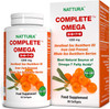 Nattura Complete Omega 3-6-7-9 Pure Sea Buckthorn Oil European Quality from Unrefined Cold Pressed Whole Sea Buckthorn Wild Berries - Non-GMO, Certified Kosher, Gluten- Capsules