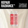 Pravana Repair Radiance  Strengthens Protects Restores  For Damaged Color Treated Hair  Reduces Breakage and  Split Ends  Chromasilk Enhances Shine and  Protection  Vegan  Paraben Free