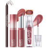 Noerrors 3PCS Lip Combo Set Brown Matte Lip Liner  Hydrating Tinted Lip Balm  Plum Cherry Juicy Lip Gloss Tint