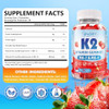 Youlikee  Sugar-Free Vitamin K2 Gummies Dual Formula Vitamin K2 Supplement with MK-7 & MK-4 Supports Bone Health Gluten-Free Sugar-Free Strawberry Flavor