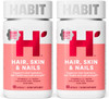 Health By Habit  Hair Skin and Nails Supplement  New Look Supports Skin Hydration  Hair and Nail Strength Biotin 2000mcg Vitamin A and C Hyaluronic Acid Rosehip Vegan Non-GMO
