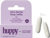 Huppy Vegan Dental Floss Refill 2 Pack Biodegradable Corn Starch Floss Natural Candelilla Wax Plastic Free Compostable Sensitive Gums Peppermint 32 Yards Each