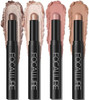 FOCALLURE 4PCS Cream Eyeshadow Stick Set Matte & Shimmer Eyeshadow Pencil, Waterproof Crease-proof Long Lasting Smudge-proof Eye Makeup Highlighter Crayon for Beginners Daily Makeup,Sunset Blush
