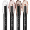 FOCALLURE 4PCS Cream Eyeshadow Stick Set Matte and Shimmer Eyeshadow Pencil, Waterproof Crease-proof Long Lasting Smudge-proof Eye Makeup Highlighter Crayon for Beginners Daily Makeup,Glacial Sparkle