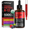 IQ BIOLOGY Organic Vitamin B12 Liquid Drops Sublingual Methylcobalamin 5000 mcg 2oz