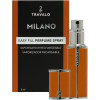 Travalo Milano Perfume Atomizer - Leak-Proof and TSA Approved for Air Travel - Reusable, Airtight, Easy Fill Mini Pump Sprayer - Lightweight Vegan Leather with Polished Metal Outer Shell - Black