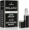Travalo Milano Perfume Atomizer - Leak-Proof and TSA Approved for Air Travel - Reusable, Airtight, Easy Fill Mini Pump Sprayer - Lightweight Vegan Leather with Polished Metal Outer Shell - Black