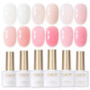 GAOY 6 Colors Rubber Base Gel Set, Jelly Builder Base Nail Gel Nude Sheer White Pink, 2-in-1 Soak Off Nail Strengthener, Blush Jelly