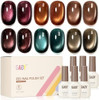 GAOY Glitter Fall Cat Eye Gel Nail Polish Set 6 Colors, Antique Beauty
