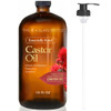 Essentially KateS Castor Oil 16 Fl Oz (Glass Bottle)Inchi A Huge Glass Bottle with a Pump 100% Pure and Natural Cold Pressed and Hexane Free