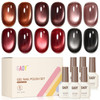 GAOY Icy Glassy Cat Eye Gel Nail Polish Set, 6 Jelly Colors, Sea Splash