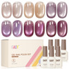 GAOY Icy Glassy Cat Eye Gel Nail Polish Set, 6 Jelly Colors, Sea Splash