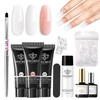 Modelones Poly Gel Nail Kit 3 Colors Clear White Apricot with Slip Solution