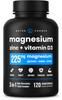 NutraChamps Magnesium Zinc & Vitamin D3 Supplement - Most Bioavailable Forms; Magnesium Glycinate, Malate, Citrate - Bone, Muscle & Heart Health, Immune Support - 120 Vegan Capsules