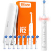 Bitvae Cordless Water Dental Flosser and R2 Rotating Electric Toothbrush Bundle White and White